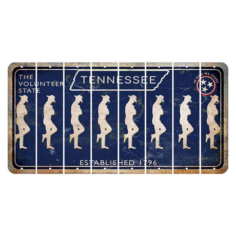 Tennessee Blue Cut License Plate Strips (Set of 8) Cowboy - Leaning