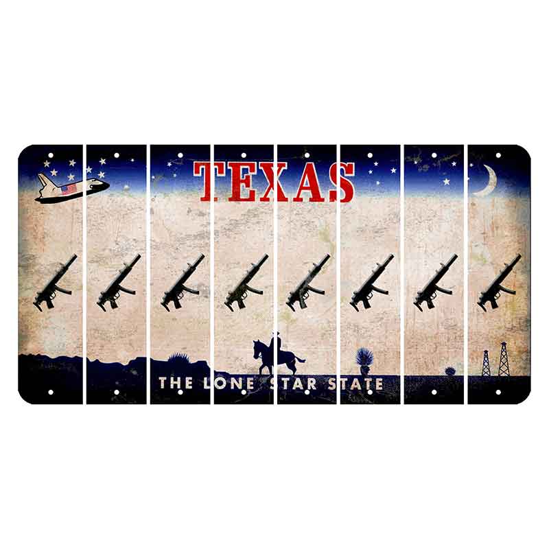 Texas Space Shuttle Cut License Plate Strips (Set of 8) Submachine Gun