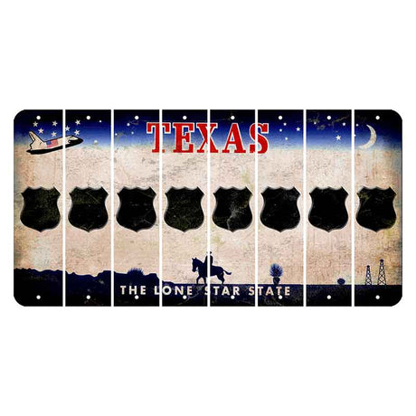 Texas Space Shuttle Cut License Plate Strips (Set of 8) Police Badge