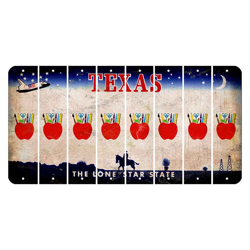 Texas Space Shuttle Cut License Plate Strips (Set of 8) Teacher Apple
