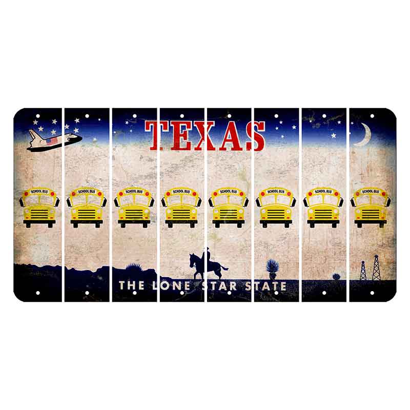 Texas Space Shuttle Cut License Plate Strips (Set of 8) School Bus