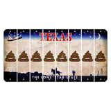Texas Space Shuttle Cut License Plate Strips (Set of 8) Emoji - Poop
