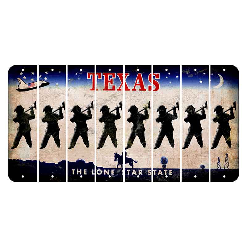 Texas Space Shuttle Cut License Plate Strips (Set of 8) Fireman with Axe