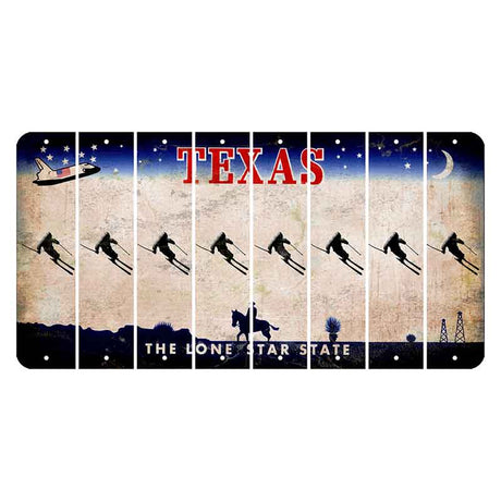 Texas Space Shuttle Cut License Plate Strips (Set of 8) Skier