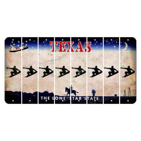 Texas Space Shuttle Cut License Plate Strips (Set of 8) Snowboarder