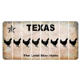 Texas Classic Cut License Plate Strips (Set of 8) Chicken