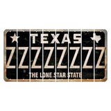 Texas Black The Lone Star State Cut License Plate Strips (Set of 8) Z