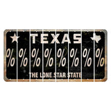 Texas Black The Lone Star State Cut License Plate Strips (Set of 8) Percent Sign
