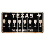 Texas Black The Lone Star State Cut License Plate Strips (Set of 8) Wine Glass