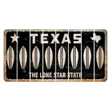 Texas Black The Lone Star State Cut License Plate Strips (Set of 8) Surfboard