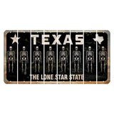 Texas Black The Lone Star State Cut License Plate Strips (Set of 8) Skeleton