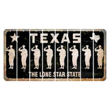 Texas Black The Lone Star State Cut License Plate Strips (Set of 8) Soldier - Saluting