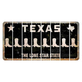 Texas Black The Lone Star State Cut License Plate Strips (Set of 8) Cowboy Boot