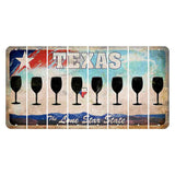Texas Davis Mountains Cut License Plate Strips (Set of 8) Wine Glass