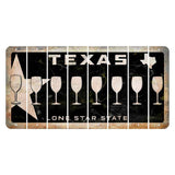Texas Star Black Cut License Plate Strips (Set of 8) Wine Glass