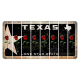 Texas Star Black Cut License Plate Strips (Set of 8) Red Rose