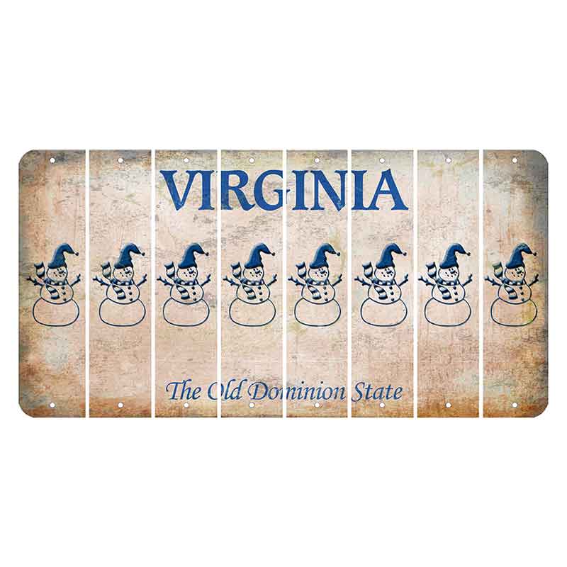 Virginia Cut License Plate Strips (Set of 8) Snowman