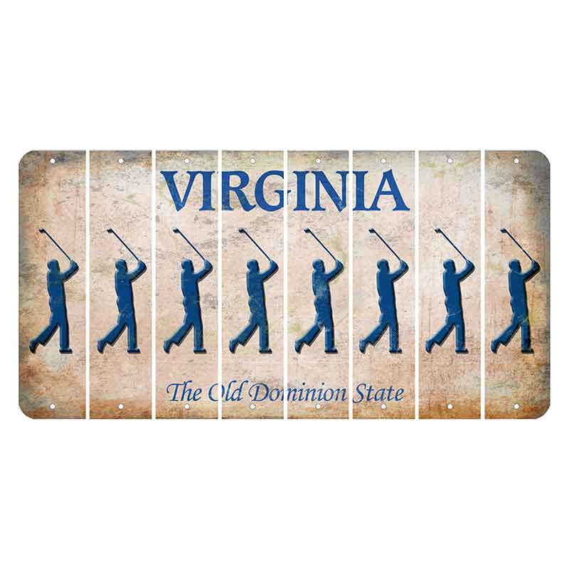 Virginia Cut License Plate Strips (Set of 8) Male Golfer