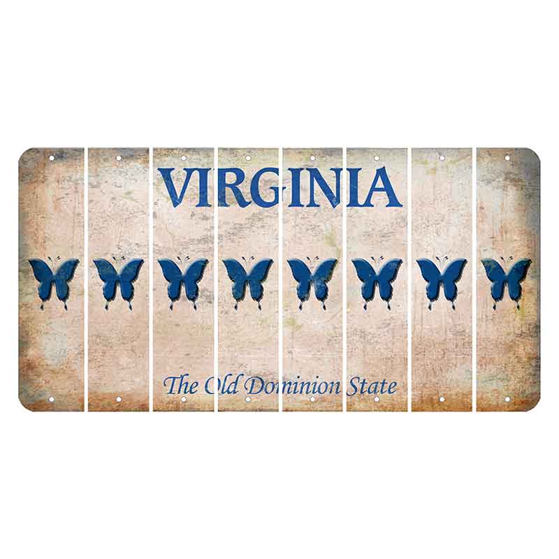 Virginia Cut License Plate Strips (Set of 8) Butterfly