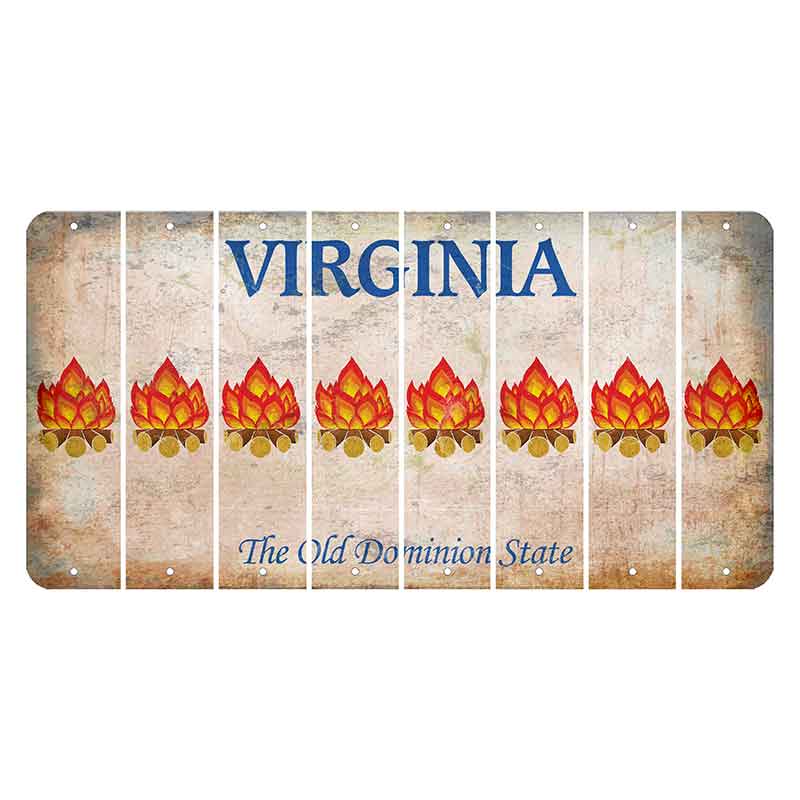Virginia Cut License Plate Strips (Set of 8) Campfire