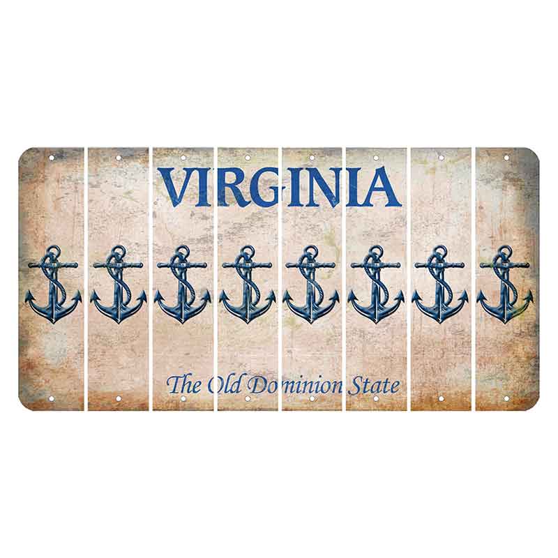 Virginia Cut License Plate Strips (Set of 8) Boat Anchor