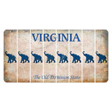 Virginia Cut License Plate Strips (Set of 8) Elephant