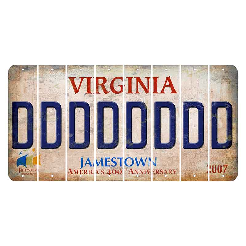 Virginia Jamestown Cut License Plate Strips (Set of 8) D