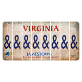 Virginia Jamestown Cut License Plate Strips (Set of 8) And Sign
