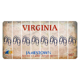 Virginia Jamestown Cut License Plate Strips (Set of 8) Flip Flops