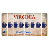 Virginia Jamestown Cut License Plate Strips (Set of 8) Beer Mug
