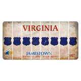 Virginia Jamestown Cut License Plate Strips (Set of 8) Police Badge