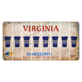 Virginia Jamestown Cut License Plate Strips (Set of 8) Latte