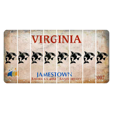 Virginia Jamestown Cut License Plate Strips (Set of 8) Whale