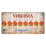 Virginia Jamestown Cut License Plate Strips (Set of 8) Campfire