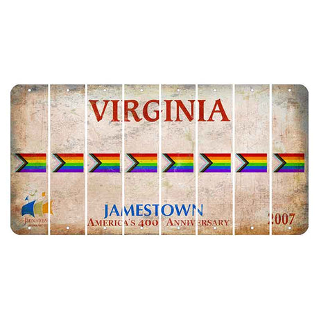 Virginia Jamestown Cut License Plate Strips (Set of 8) LGBTQ Flag