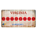 Virginia Jamestown Cut License Plate Strips (Set of 8) Emoji - Angry