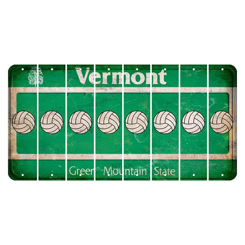 Vermont Green Mountain State Cut License Plate Strips (Set of 8) Volleyball