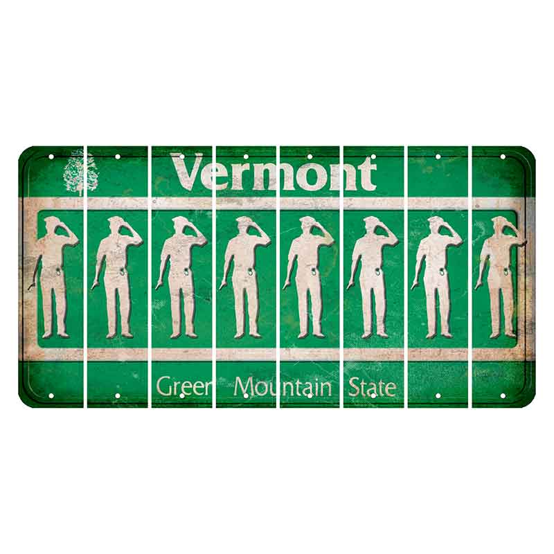 Vermont Green Mountain State Cut License Plate Strips (Set of 8) Police Officer