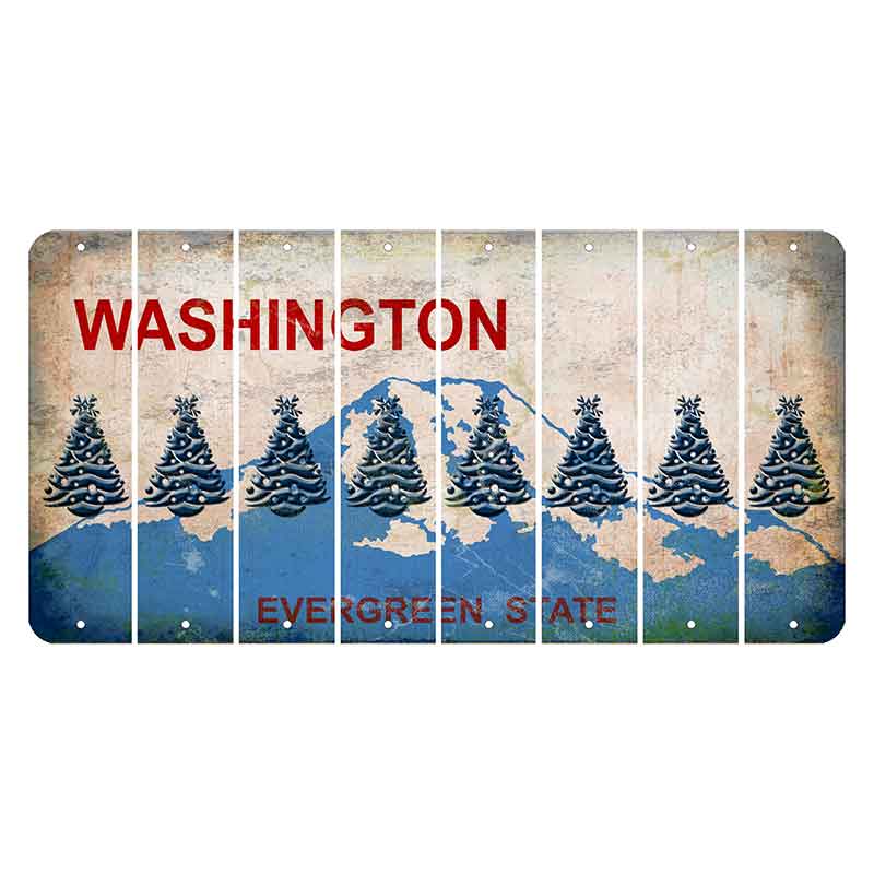 Washington Evergreen State Cut License Plate Strips (Set of 8) Christmas Tree