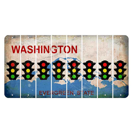 Washington Evergreen State Cut License Plate Strips (Set of 8) Traffic Light