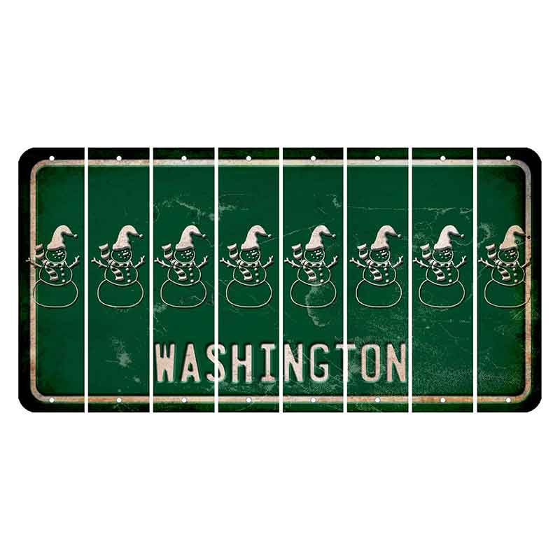 Washington Green Cut License Plate Strips (Set of 8) Snowman