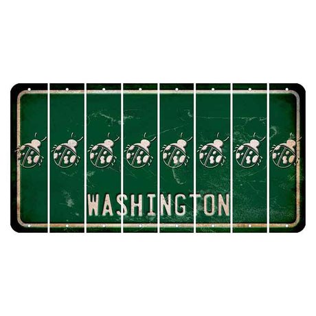 Washington Green Cut License Plate Strips (Set of 8) Ladybug