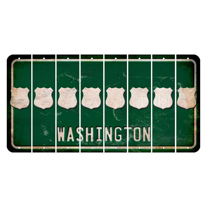 Washington Green Cut License Plate Strips (Set of 8) Police Badge