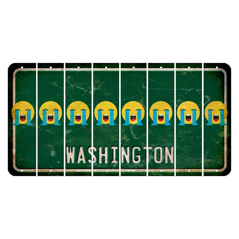 Washington Green Cut License Plate Strips (Set of 8) Emoji - Crying