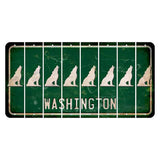 Washington Green Cut License Plate Strips (Set of 8) Howling Wolf