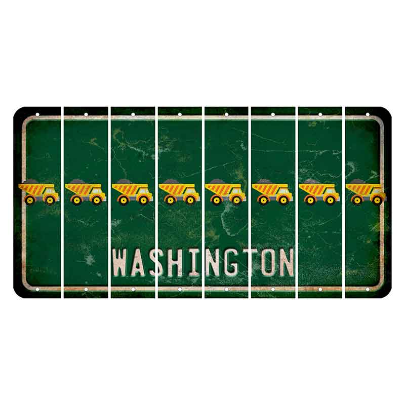 Washington Green Cut License Plate Strips (Set of 8) Dump Truck