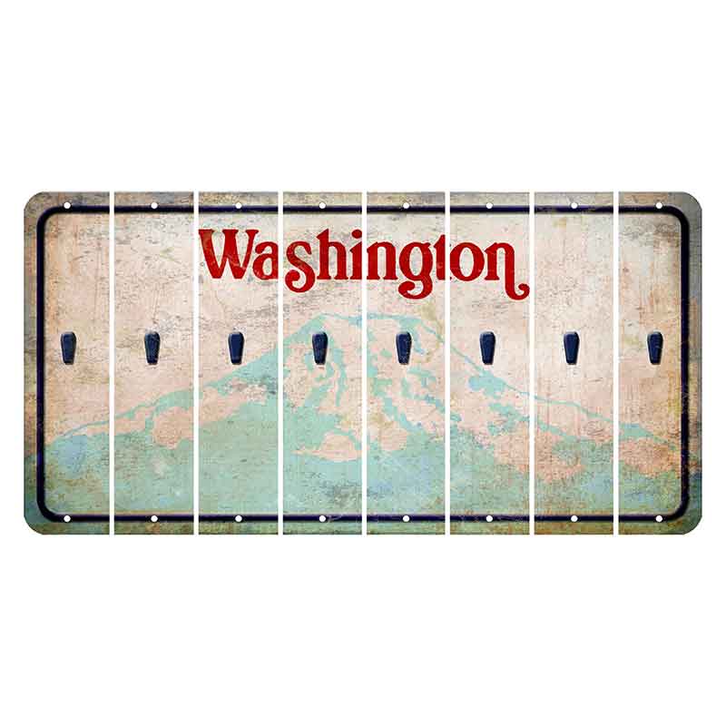 Washington Mount Rainier Cut License Plate Strips (Set of 8) Apostrophe
