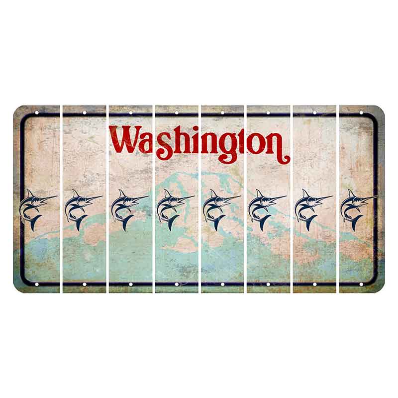 Washington Mount Rainier Cut License Plate Strips (Set of 8) Swordfish