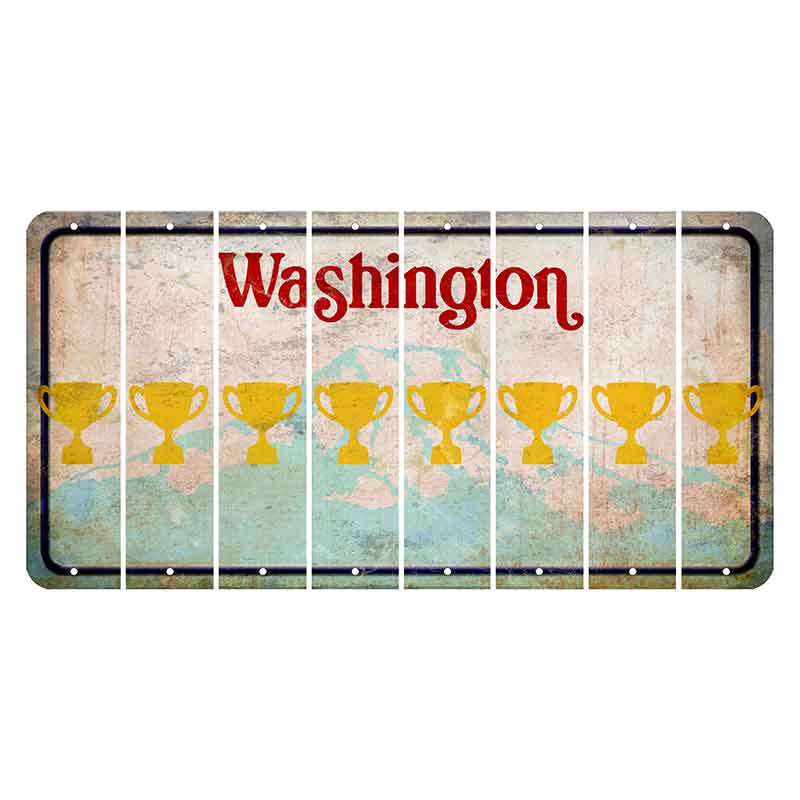 Washington Mount Rainier Cut License Plate Strips (Set of 8) Trophy