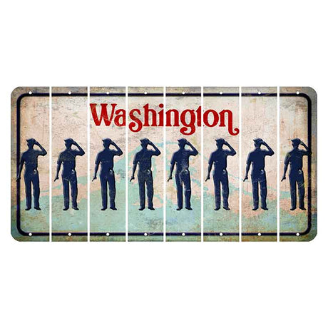 Washington Mount Rainier Cut License Plate Strips (Set of 8) Police Officer